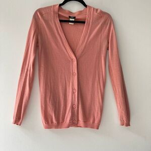 J.Crew Salmon Pink Merino Wool Button Front V-Neck Cardigan X-Small